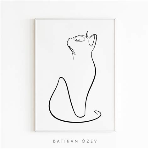 Minimalist Cat Line Art Print Cat Drawing Poster One Line Etsy Canada