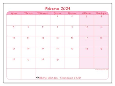 Calendario Febrero De 2024 Para Imprimir “45ld” Michel Zbinden Bo