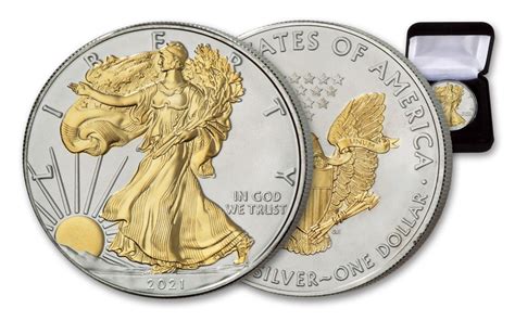 2021 1 1 Oz Silver Eagle Bu W24 Karat Gold Clad Liberty