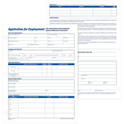 Tops Pack Of 2 50 Sheet 8 38 X 11 Employment Application Forms