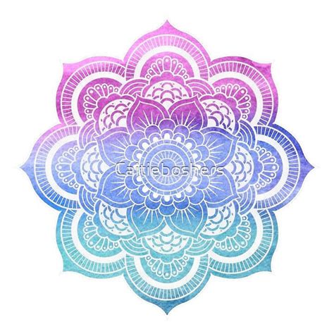 Blue And Pink Watercolor Mandala By Caitieboshers Redbubble