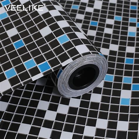 PVC Mosaic Self Adhesive Wallpaper For Kitchen Backsplash Tiles Vinyl