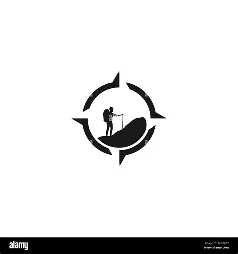Man Hiking With Arrow Compass Adventure Logo Symbol Icon Vector Graphic