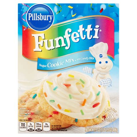 Product titlepillsbury soft baked cookies peanut butter with choc. Pillsbury Funfetti Sugar Cookie Mix with Candy Bits, 17.5 ...