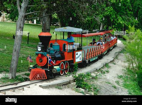 Little Train In Landa Park Near New Braunfels Texas Tourist Get A