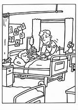 Hospital Coloring Printable Patient sketch template
