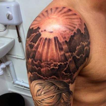 New Tattoo Ideas Shoulder Men Negative Space Ideas Sun Tattoo Designs