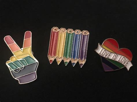 Set Of Lgbtq Piece Rainbow Pride Pin Enamel Pin Gay Lesbian Etsy