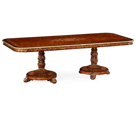 Jonathan Charles 102″ Rectangular Burl Walnut And Mother Of Pearl Dining