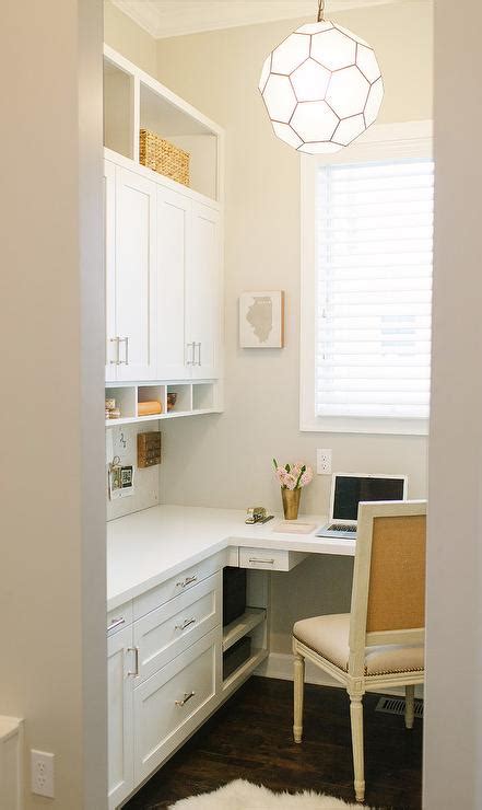 Home Office With L Shaped Built In Desk Transitional Den Library Office