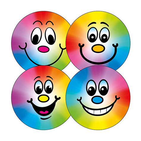 Rainbow Smiley Stickers X 20 32mm Brainwaves