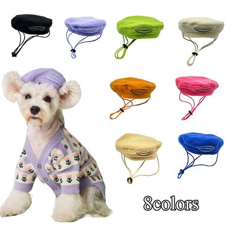 Winter Warm Hat For Dog Adjustable Dogs Berets Solid Color Windproof