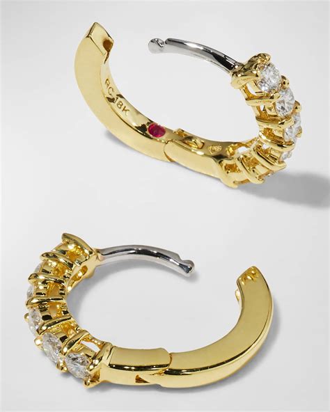 Roberto Coin 13mm Yellow Gold Diamond Hoop Earrings 07ct Neiman Marcus