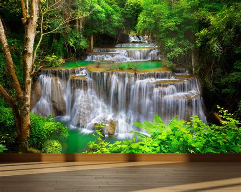 Wall Mural Waterfall In Deep Forest Peel And Stick Etsy In 2021