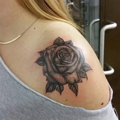 Gri G L Kad N Omuz D Vmeleri Grey Rose Woman Shoulder Tattoos Shoulder