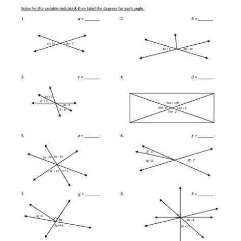 Vertical Angles Equations Worksheet Equations Worksheets