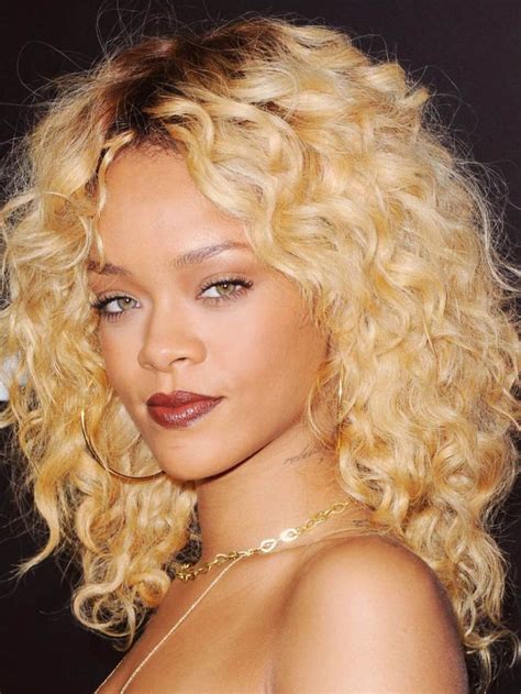 Jet black hair is stunning all on its own, but have you ever wondered what your onyx hue would look like with highlights? Rihanna's Most Iconic Blonde Curly Hair Wig For Black ...