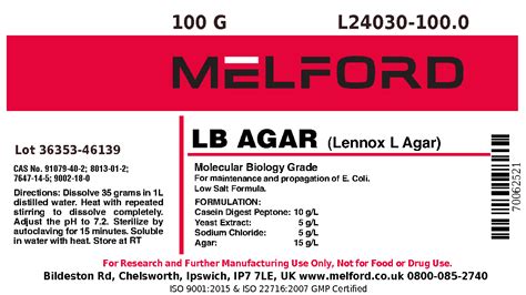 L24030 1000 Lb Agar Powder Lennox L Agar 100 Grams