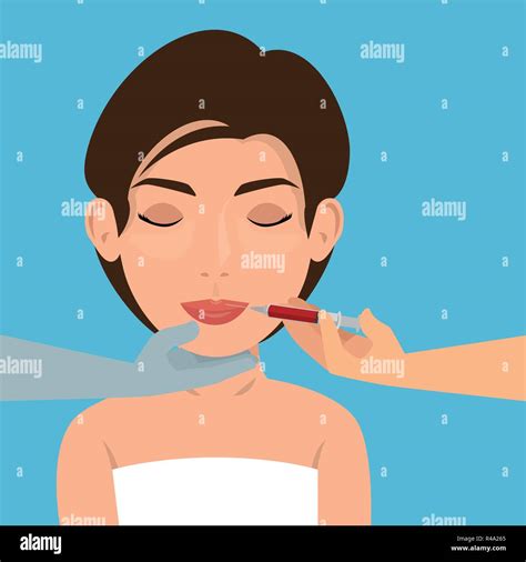 Surgeon Hands With Woman Plastic Surgery Process Vector Illustration