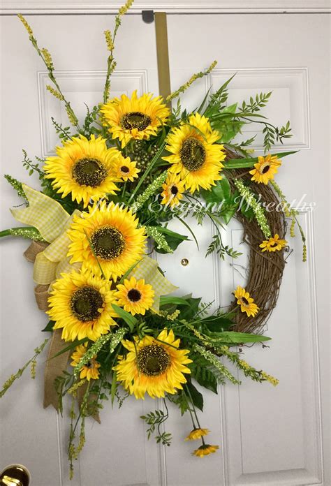 Large Sunflower Wreath Yellow Sunflower Wreath Summer Etsy