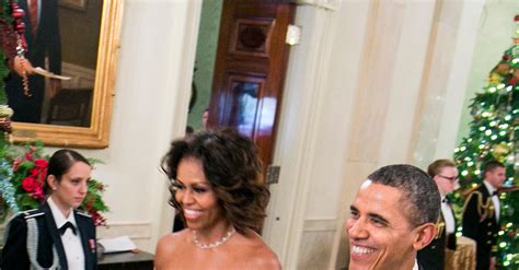 Memorable Michelle Obama Looks A Glance Back Wearing A Marchesa Gown On Dec At