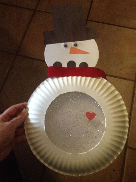 Preschool Craft Snowman Snow Globe Made Out Of Paper Plate Preschool