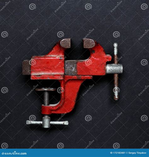 Metalwork Tool Red Vintage Mechanical Hand Vise Clamp On White