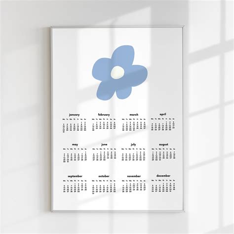 2023 Calendar Digital Printable Pastel Flowers Wall Art Print Etsy