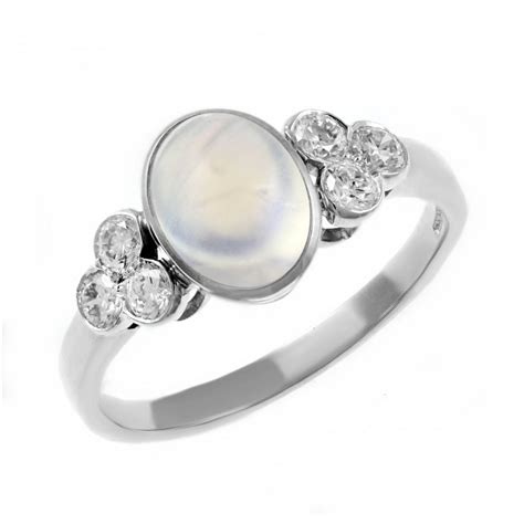 Ct White Gold Ct Rainbow Moonstone Ct Diamond Ring