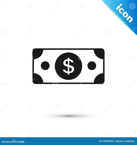 Grey Stacks Paper Money Cash Icon Isolated On White Background Money