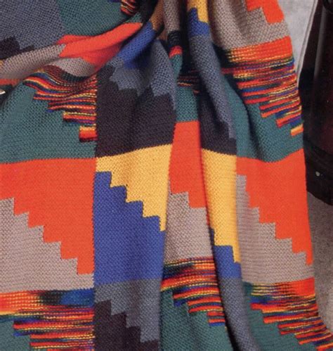 Southwest Knit Blanket Pattern Geometric Afghan Etsy Blanket