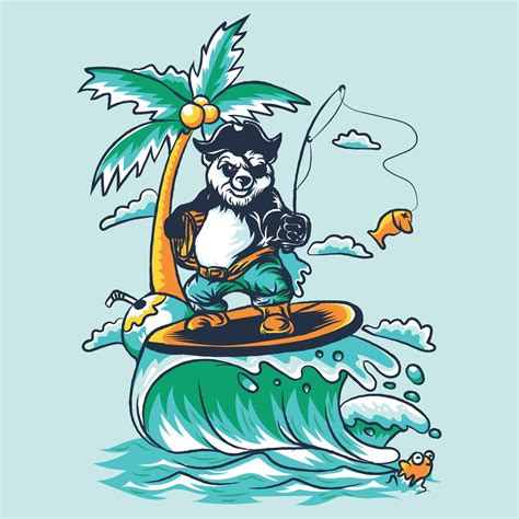 Panda Surfing Illustration 10822889 Vector Art At Vecteezy