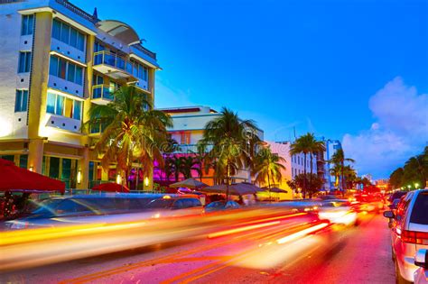 Miami South Beach Sunset Ocean Drive Florida Stock Image Image Of