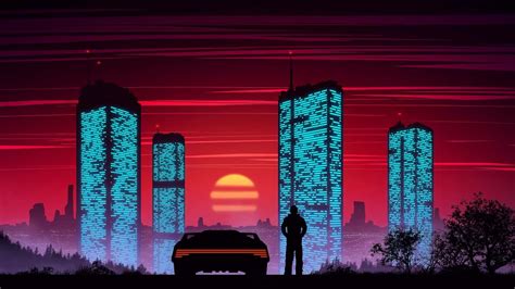 Neon Cyber City Sunset 4k Ultrahd Wallpaper Backiee