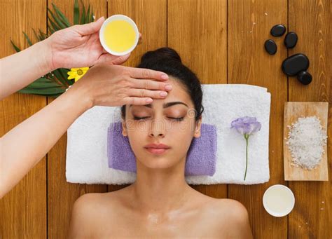 Woman Massagist Make Face Lifting Massage In Spa Wellness Center Stock Image Image Of Happy