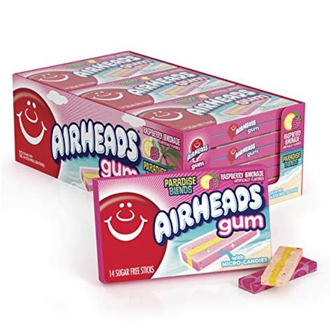 Airheads Raspberry Lemonade Bubblegum 14 Sugar Free Bubble Gum Sticks