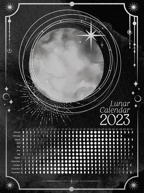 Calendario Lunar Vertical Oscuro De 2023 Para El Hemisferio Sur