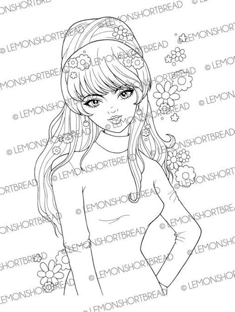 Digital Stamp 60s Rock And Roll Girl Digi Coloring Page Etsy In 2021
