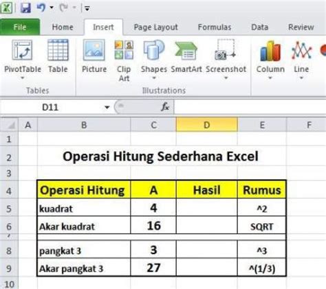 Rumus Akar Dalam Excel Guru Paud