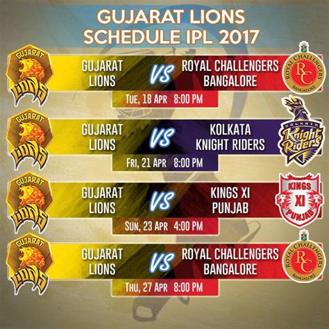 vivo ipl 2017 team wise schedule of matches for indian premier league season 10