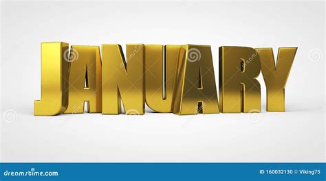 January 3d Gold Text Isolated On White 3d Render Stock Illustration