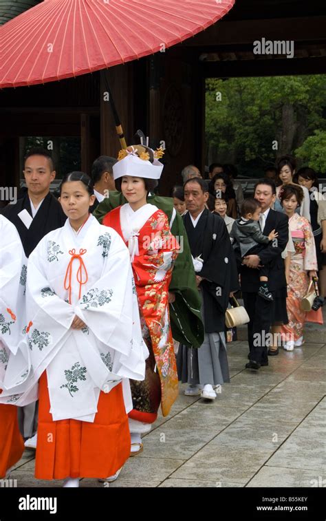 Traditional Shinto Wedding Procession At Tokyos Meiji Jingu Shrine