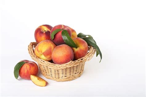 Fresh Peaches In Basket Stock Photo Image Of Ingredient 169908604