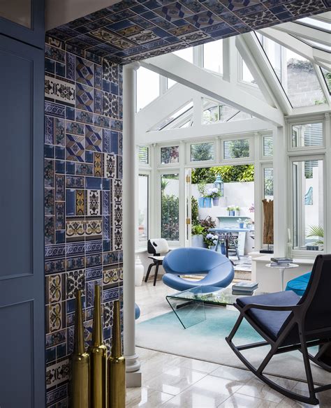 Tiled Archway Blue Interiors Designer Chairs Eclectic Living Space