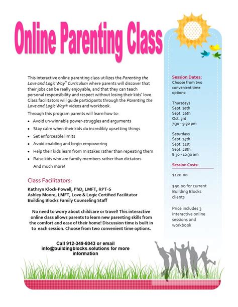 Parenting Class Flyer Fall 2019 1 Building Blocks Counseling