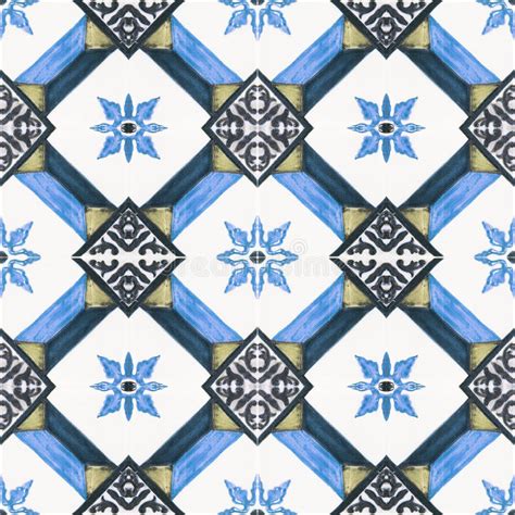 Beautiful Old Ceramic Tiles Patterns Stock Illustration Illustration