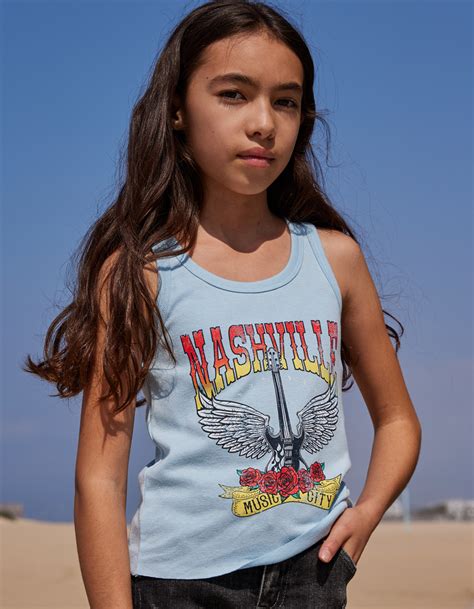 Full Tilt Nashville Girls Tank Top Blue Ka081r193c1366