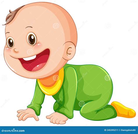 Cute Baby Crawling Cartoon Character Stock Vector Illustration Of