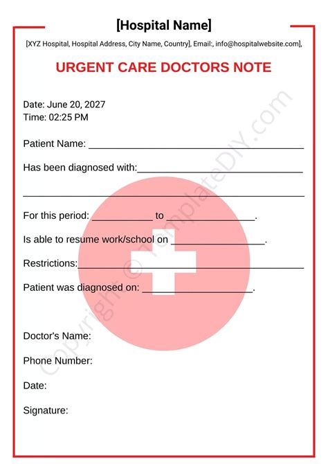 Printable Urgent Care Doctors Note Premium Template Is A Document That Helps You To Get A Fake