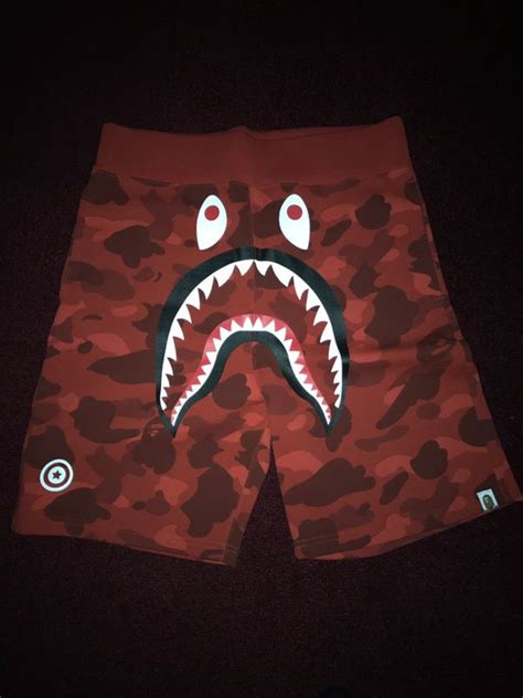 Bape A Bathing Ape Shark Shorts Red Camo Supreme Bape Box